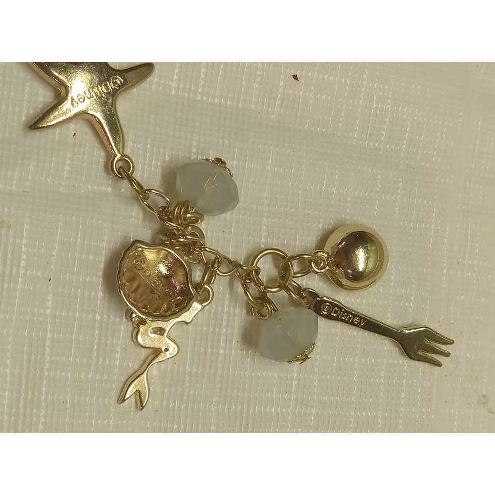 Disney The Little Mermaid Ariel Charm Set Gold Tone Starfish Dinglehopper Fork